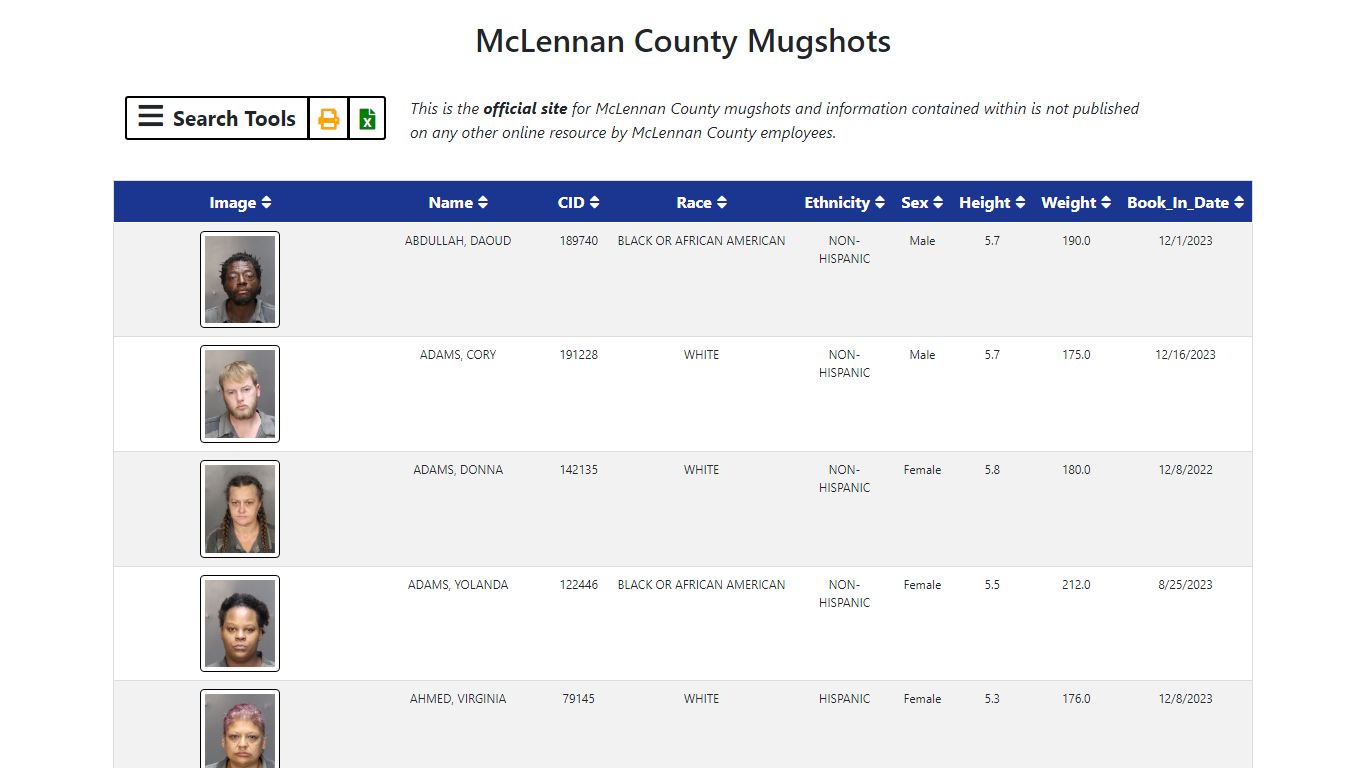 McLennan County Mugshots Application